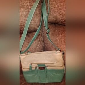 Stone & Co. Cream and Sage Green Faux Leather Crossbody Bag